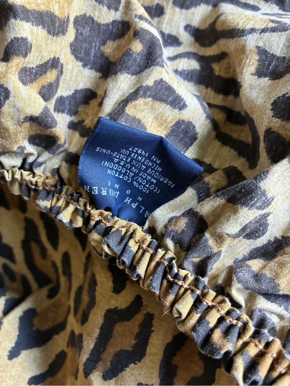 Vintage Ralph Lauren Home GuinevereLeopard-Print Fitted Sheet in Brown and Cream